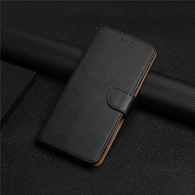 For Google Pixel 7 Pro 5G Nappa Texture Wallet Case Genuine Leather Wear-resistant Anti-drop Magnetic Phone Cover with Stand - Black