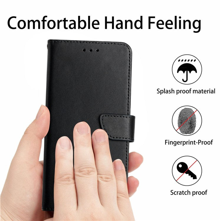 For Google Pixel 7 Magnetic Closing Genuine Leather Nappa Texture Full Protection Wallet Stand Mobile Phone Case - Black