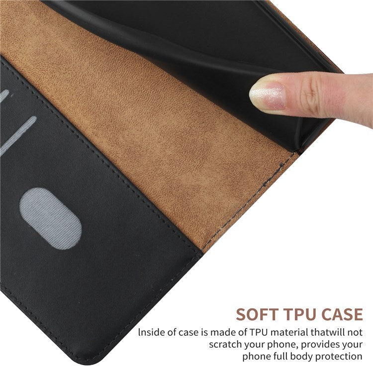 For Google Pixel 7 Magnetic Closing Genuine Leather Nappa Texture Full Protection Wallet Stand Mobile Phone Case - Black