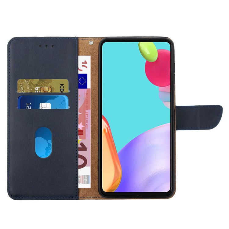 For Google Pixel 7 Magnetic Closing Genuine Leather Nappa Texture Full Protection Wallet Stand Mobile Phone Case - Blue