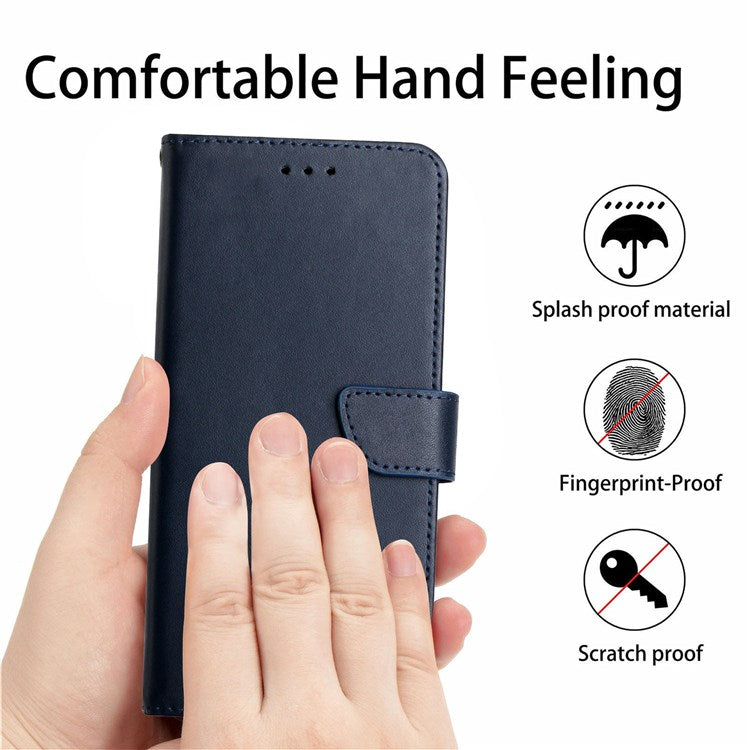 For Google Pixel 7 Magnetic Closing Genuine Leather Nappa Texture Full Protection Wallet Stand Mobile Phone Case - Blue