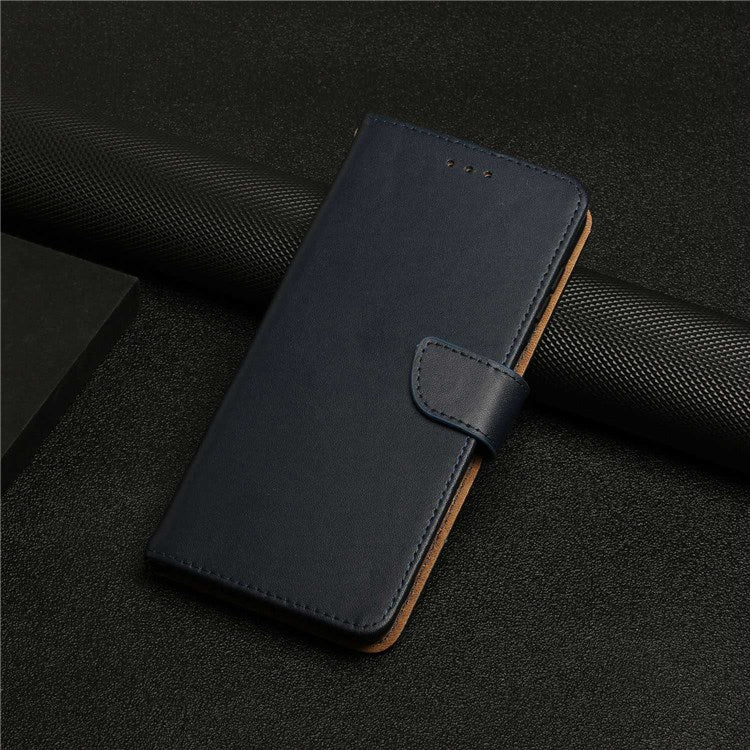 For Google Pixel 7 Magnetic Closing Genuine Leather Nappa Texture Full Protection Wallet Stand Mobile Phone Case - Blue