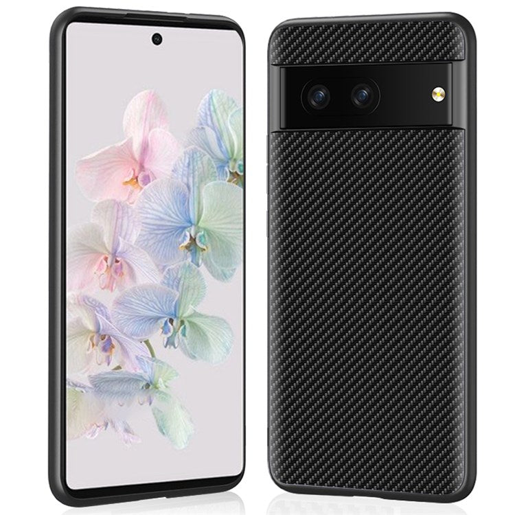 For Google Pixel 7 Carbon Fiber Texture Phone Case Hard PC Shock Absorbing Protective Cover - Black