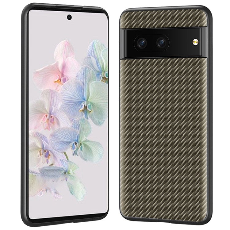 For Google Pixel 7 Carbon Fiber Texture Phone Case Hard PC Shock Absorbing Protective Cover - Gold