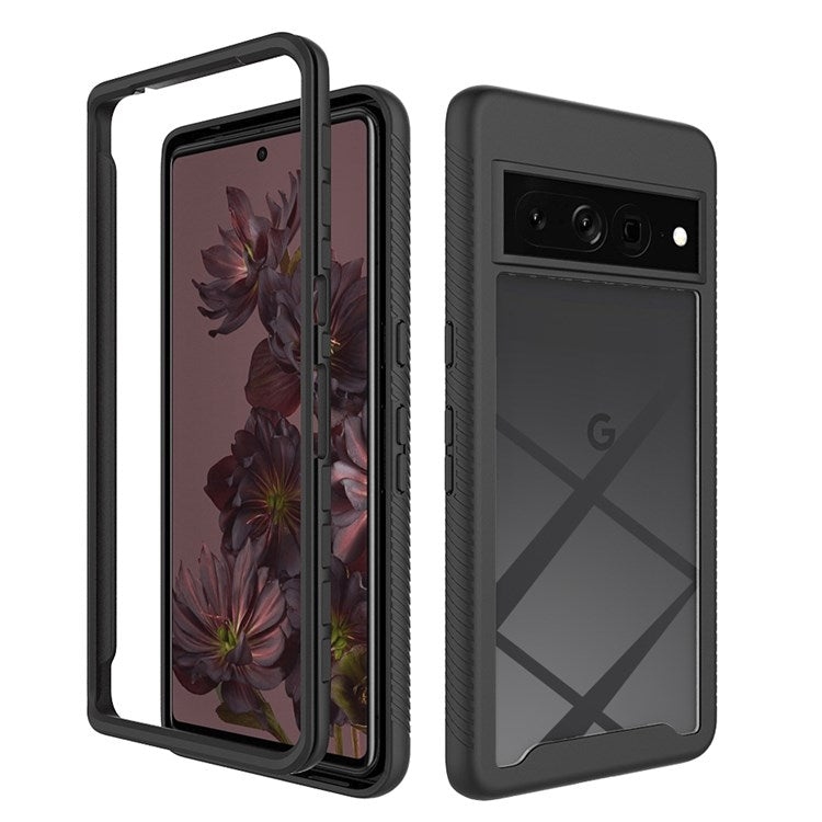 For Google Pixel 7 Pro 5G Cell Phone Case, Anti-scratch Clear Case PC+Acrylic Back with TPU Edges Shell - Black