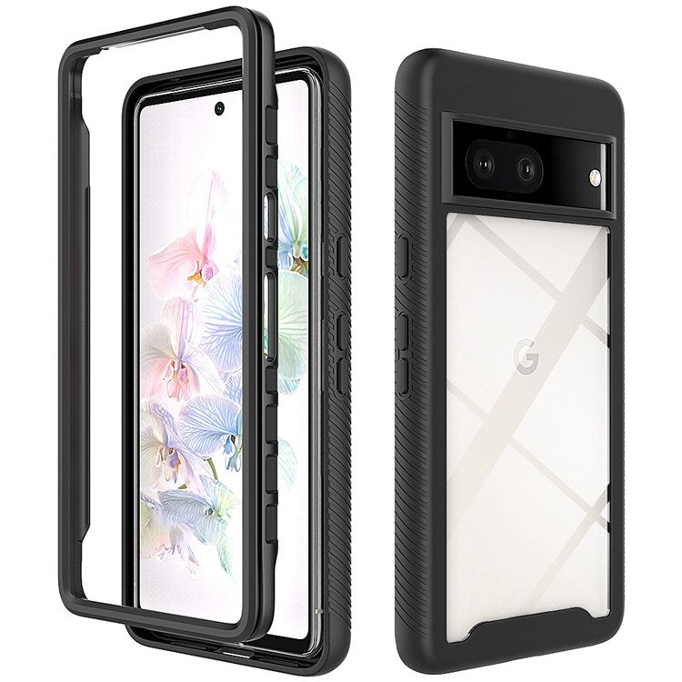 For Google Pixel 7 Mobile Phone Case, Shockproof Crystal Clear Case PC+Acrylic Back with TPU Edges Shell - Black