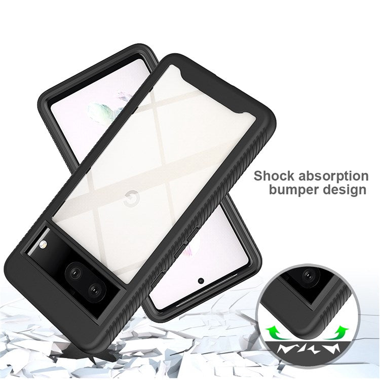 For Google Pixel 7 Mobile Phone Case, Shockproof Crystal Clear Case PC+Acrylic Back with TPU Edges Shell - Black