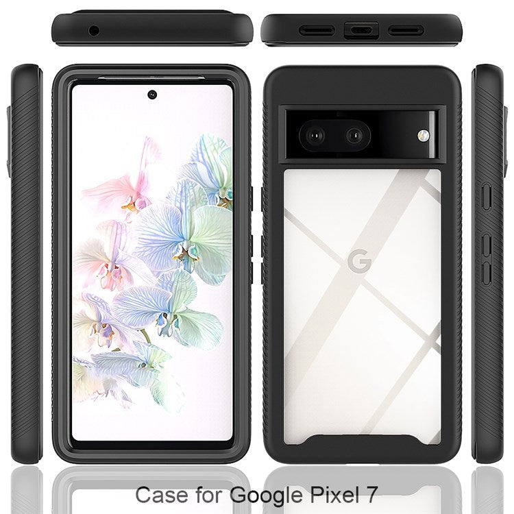 For Google Pixel 7 Mobile Phone Case, Shockproof Crystal Clear Case PC+Acrylic Back with TPU Edges Shell - Black