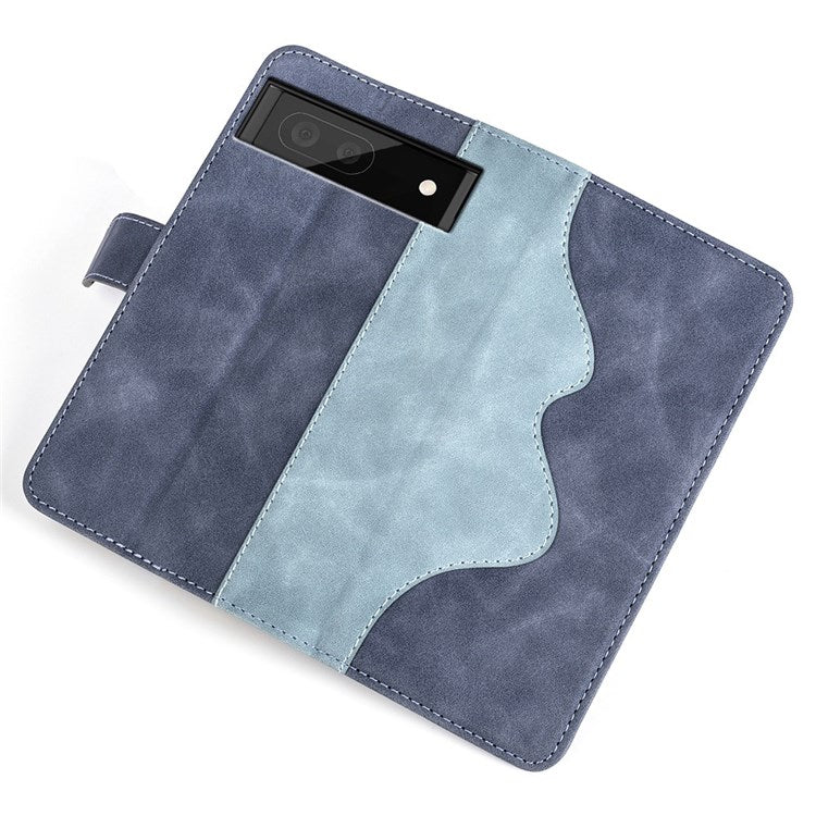 For Google Pixel 7 Pro 5G Splicing PU Leather + TPU Case Stand Wallet Magnetic Clasp Phone Cover - Blue