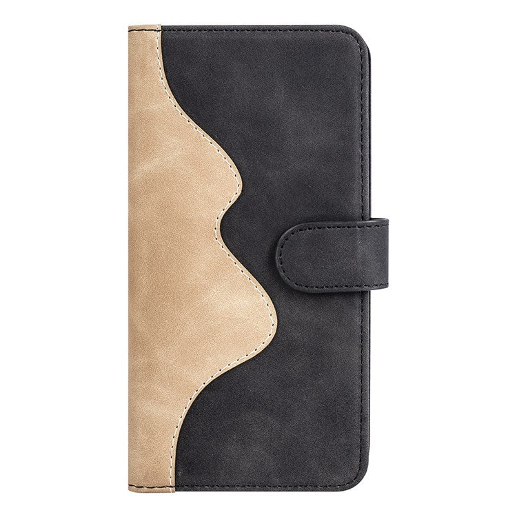 Splicing Leather Case for Google Pixel 7, Folio Flip Stand Wallet Mobile Phone Cover - Black