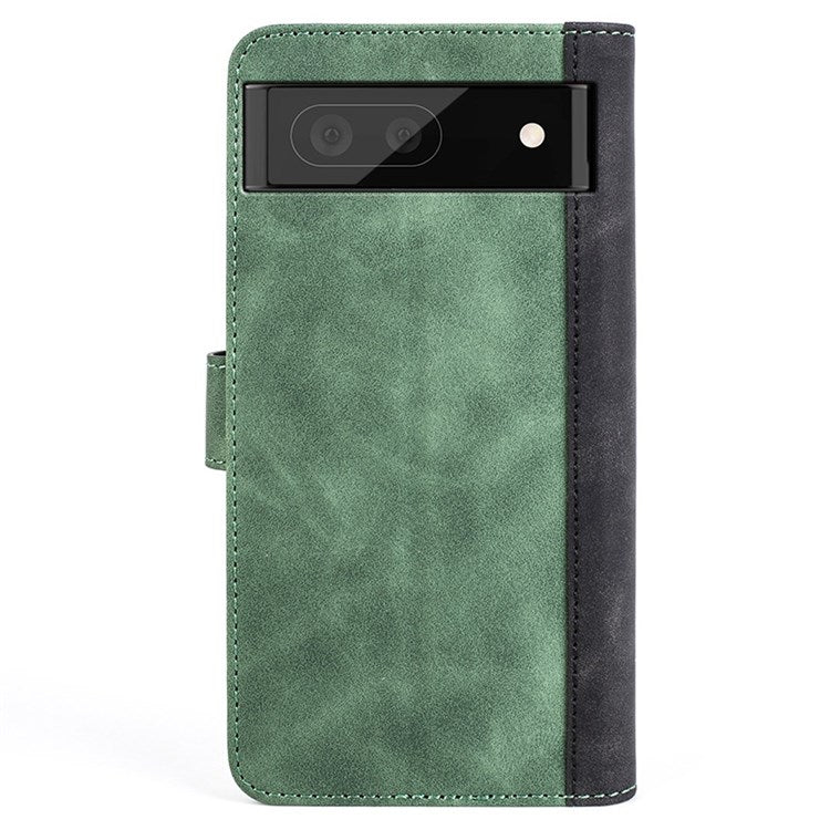 Splicing Leather Case for Google Pixel 7, Folio Flip Stand Wallet Mobile Phone Cover - Green