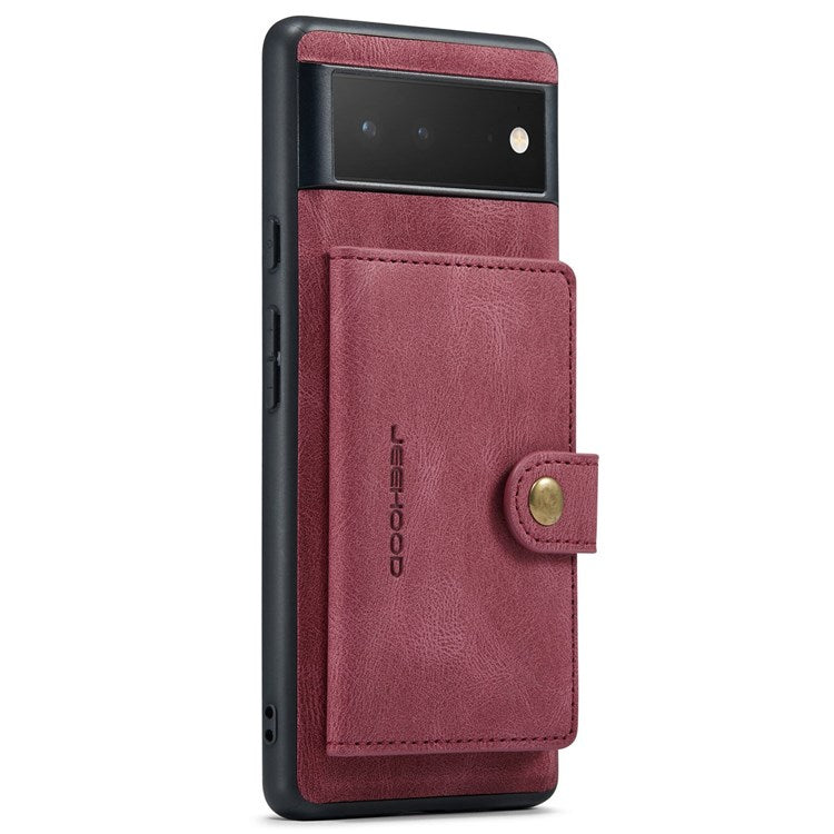 JEEHOOD Detachable Wallet Phone Case for Google Pixel 7, Kickstand PU Leather Coated TPU Shell - Red