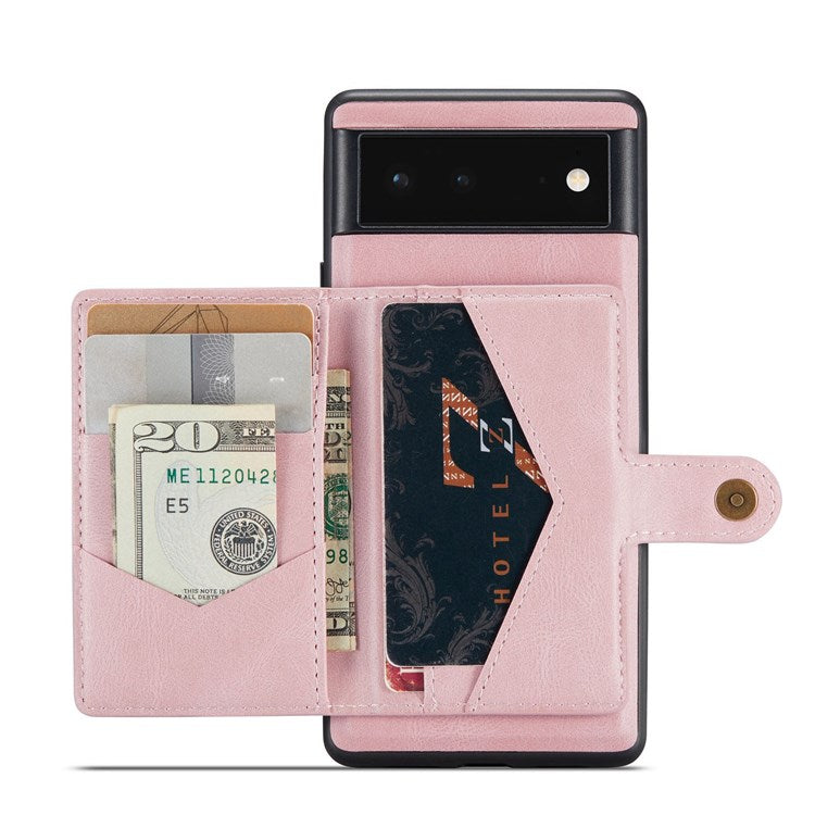 JEEHOOD Detachable Wallet Phone Case for Google Pixel 7, Kickstand PU Leather Coated TPU Shell - Rose Gold