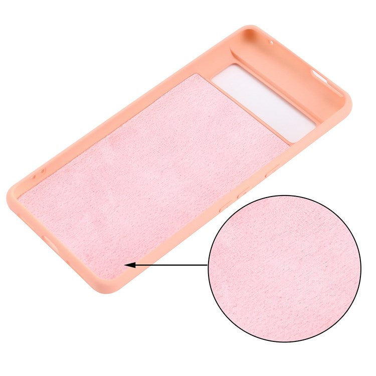 For Google Pixel 7 Pro 5G Liquid Silicone Case Soft Microfiber Lining Shockproof Drop Protection Cover with Strap - Pink