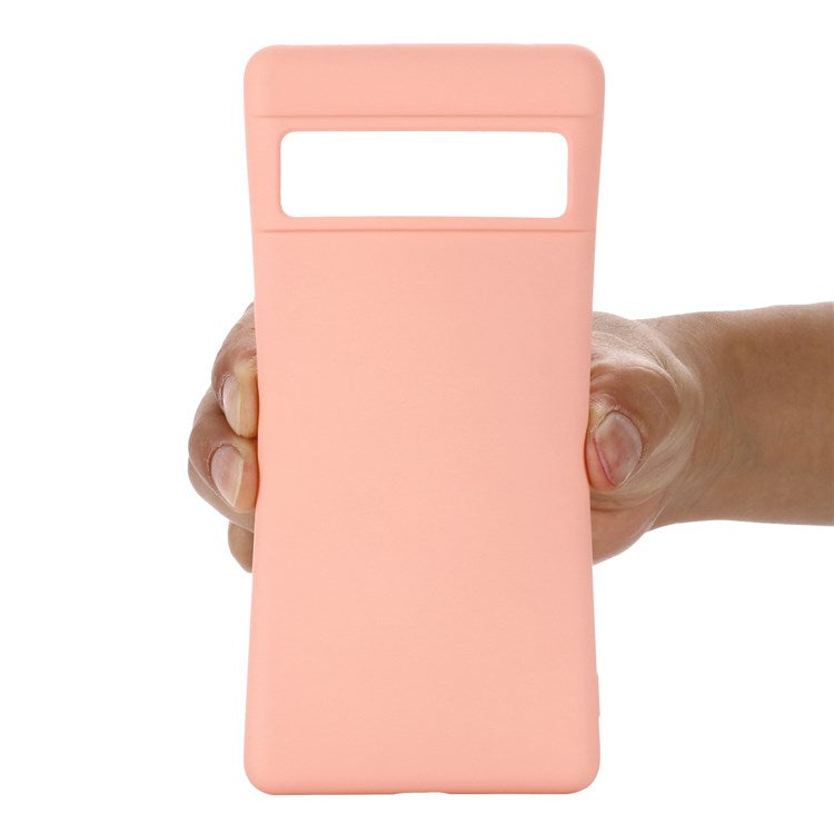 For Google Pixel 7 Pro 5G Liquid Silicone Case Soft Microfiber Lining Shockproof Drop Protection Cover with Strap - Pink