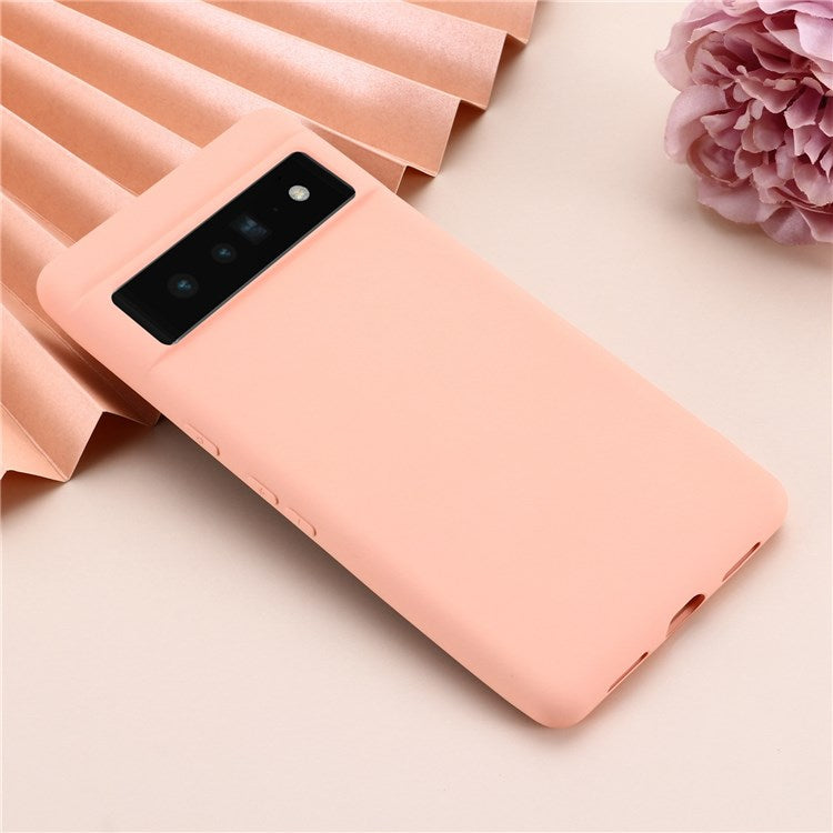 For Google Pixel 7 Pro 5G Liquid Silicone Case Soft Microfiber Lining Shockproof Drop Protection Cover with Strap - Pink