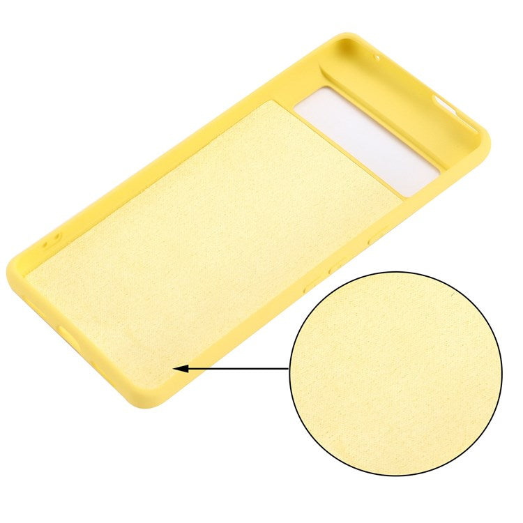 For Google Pixel 7 Pro 5G Liquid Silicone Case Soft Microfiber Lining Shockproof Drop Protection Cover with Strap - Yellow