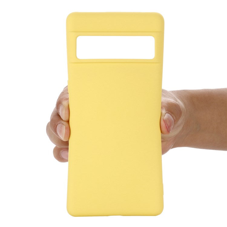 For Google Pixel 7 Pro 5G Liquid Silicone Case Soft Microfiber Lining Shockproof Drop Protection Cover with Strap - Yellow