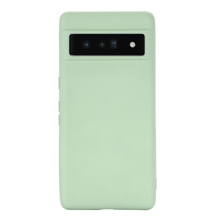 For Google Pixel 7 Pro 5G Liquid Silicone Case Soft Microfiber Lining Shockproof Drop Protection Cover with Strap - Green