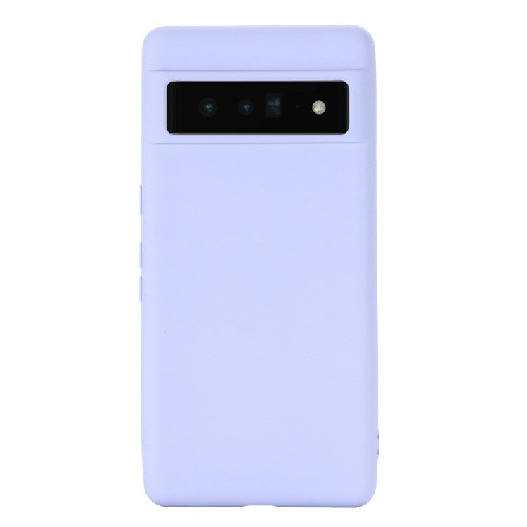 For Google Pixel 7 Pro 5G Liquid Silicone Case Soft Microfiber Lining Shockproof Drop Protection Cover with Strap - Purple