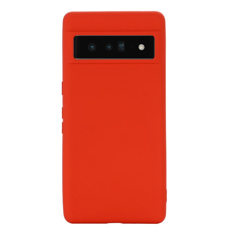 For Google Pixel 7 Pro 5G Liquid Silicone Case Soft Microfiber Lining Shockproof Drop Protection Cover with Strap - Red