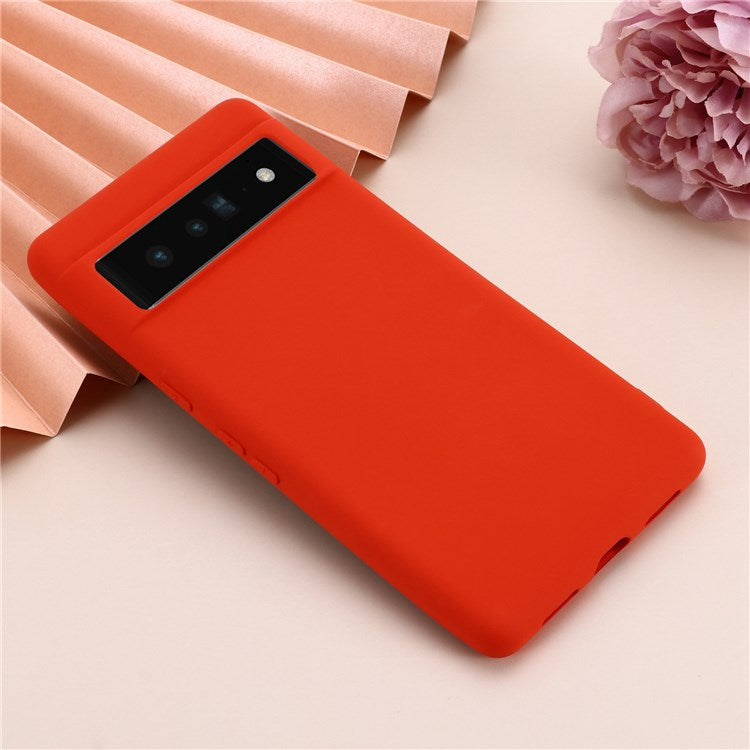 For Google Pixel 7 Pro 5G Liquid Silicone Case Soft Microfiber Lining Shockproof Drop Protection Cover with Strap - Red