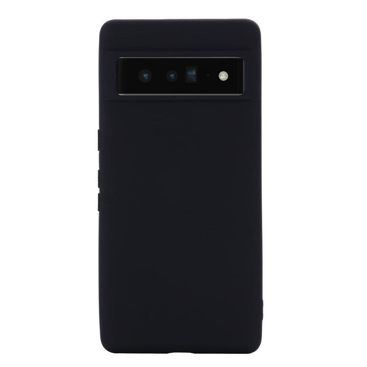 For Google Pixel 7 Pro 5G Liquid Silicone Case Soft Microfiber Lining Shockproof Drop Protection Cover with Strap - Black