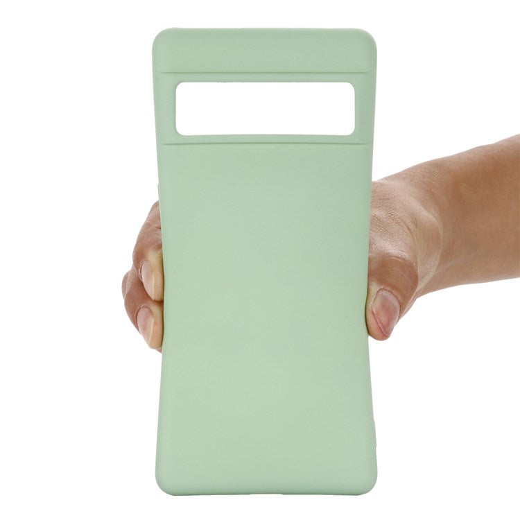 For Google Pixel 7 Liquid Silicone Case Soft Microfiber Lining Scratch-resistant Precise Cut-outs Shell with Strap - Green