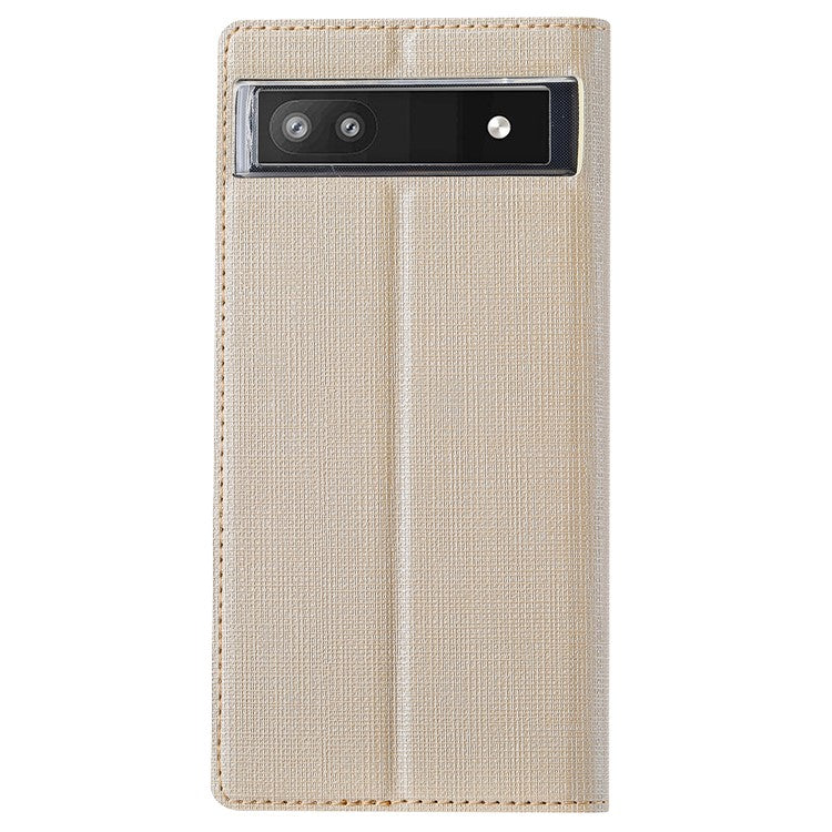 VILI DMX Series for Google Pixel 6a PU Leather Phone Case Hands-free Stand Protective Cover with Card Holder - Khaki