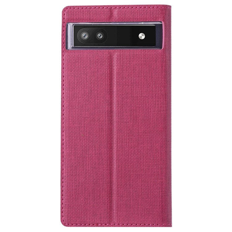 VILI DMX Series for Google Pixel 6a PU Leather Phone Case Hands-free Stand Protective Cover with Card Holder - Rose