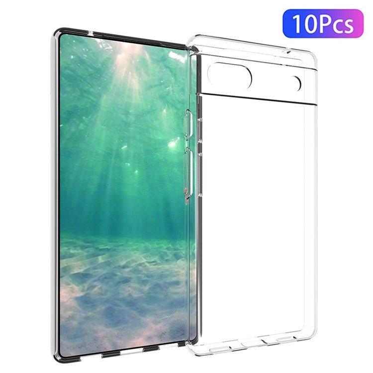 For Google Pixel 6a 10Pcs/Pack Inner Watermark-Free Wear-Resistant Clear TPU Phone Case Soft Back Shell Cover