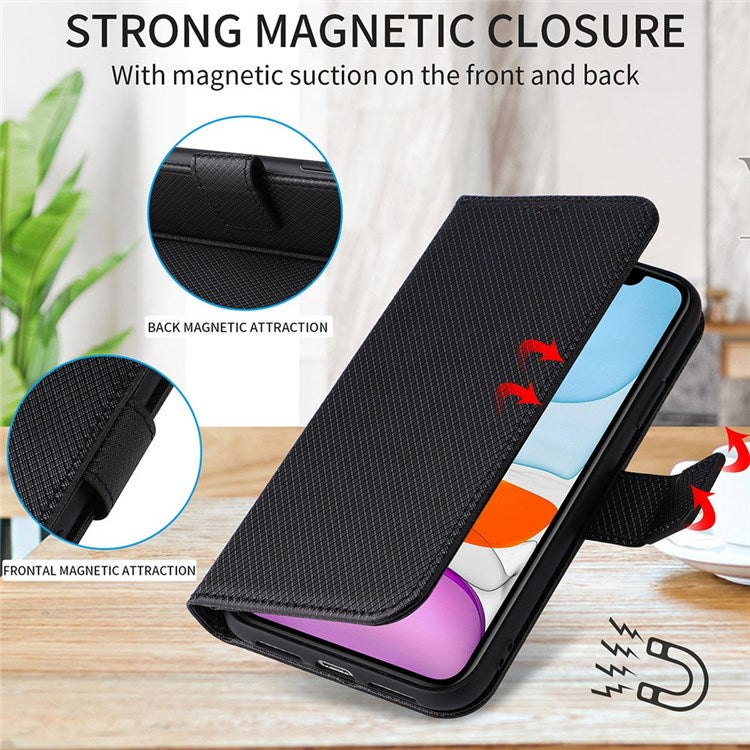 Shockproof Case for Google Pixel 4a 5G Diamond Texture PU Leather Folio Flip Cover Wallet Phone Case with Stand/Strap - Black