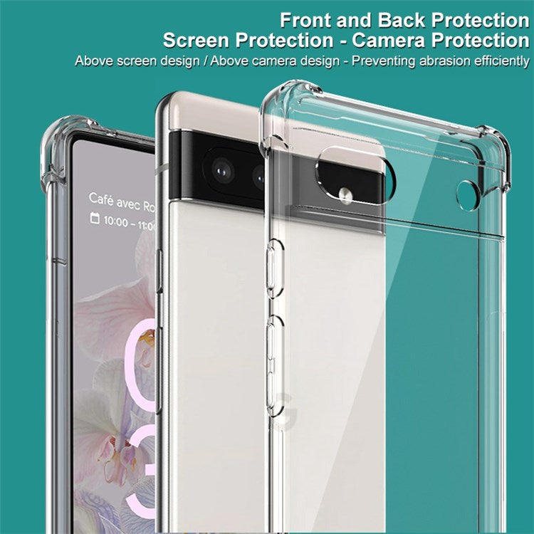 IMAK for Google Pixel 6a Airbag Drop Protective Case Soft TPU Anti-Scratch Phone Cover with Screen Protector - Transparent