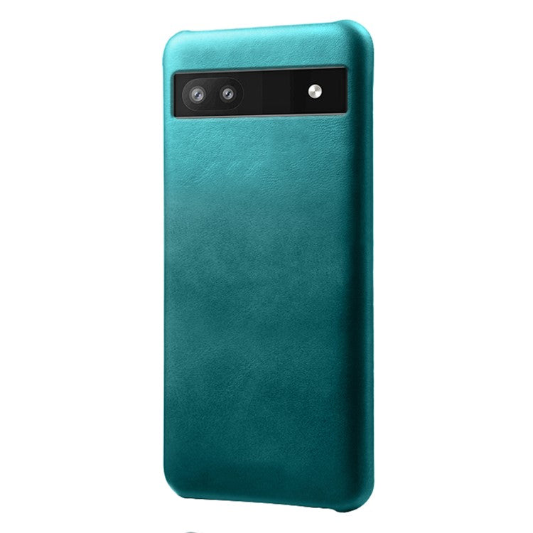 For Google Pixel 6a 5G Drop-proof Phone Case PU Leather Coating Wear-resistant Hard PC Protective Cover - Green