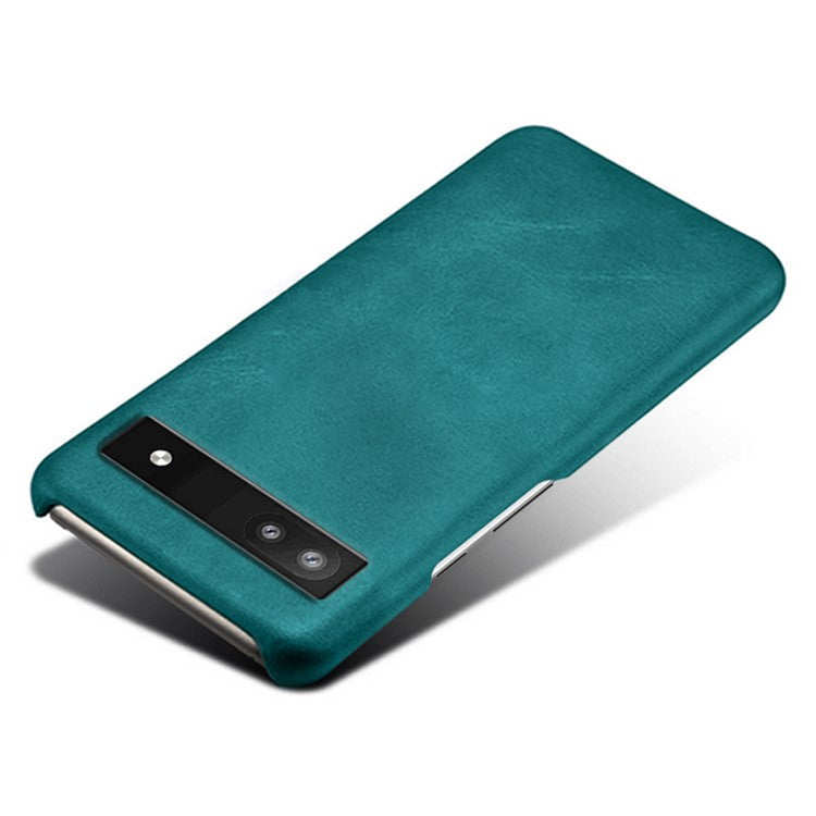 For Google Pixel 6a 5G Drop-proof Phone Case PU Leather Coating Wear-resistant Hard PC Protective Cover - Green