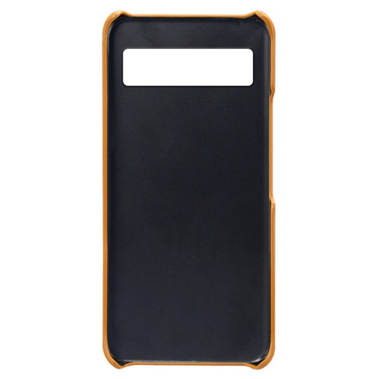 For Google Pixel 6a 5G Drop-proof Phone Case PU Leather Coating Wear-resistant Hard PC Protective Cover - Orange