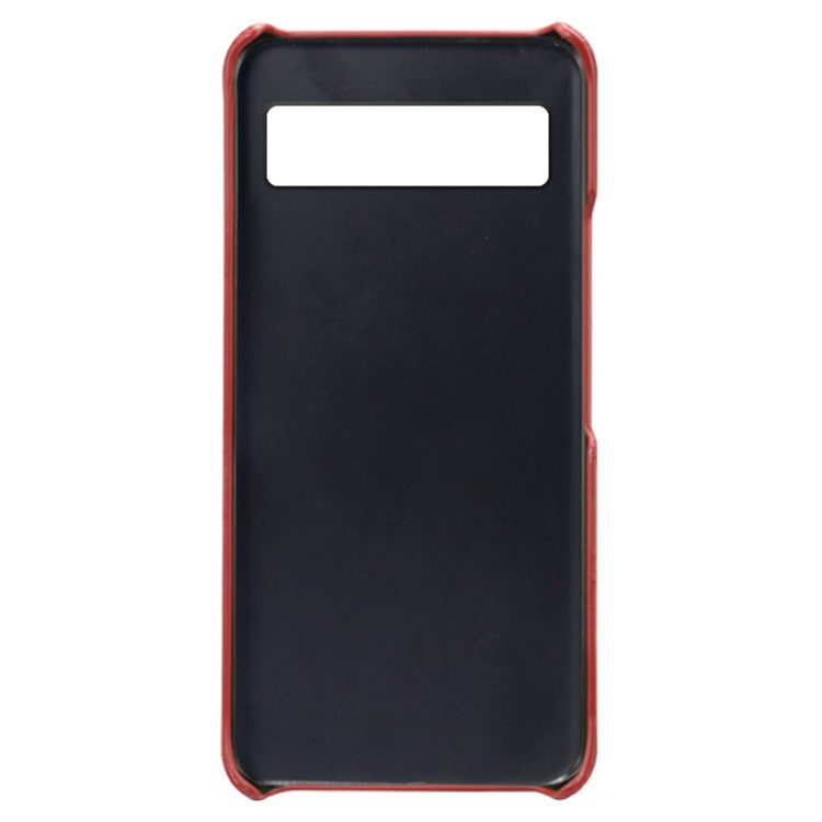 For Google Pixel 6a 5G Drop-proof Phone Case PU Leather Coating Wear-resistant Hard PC Protective Cover - Red