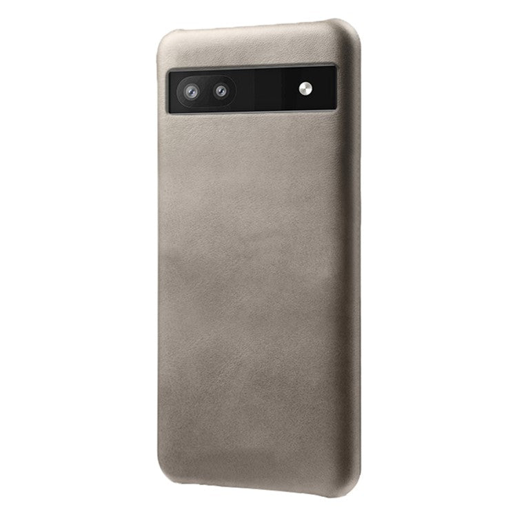 For Google Pixel 6a 5G Drop-proof Phone Case PU Leather Coating Wear-resistant Hard PC Protective Cover - Grey