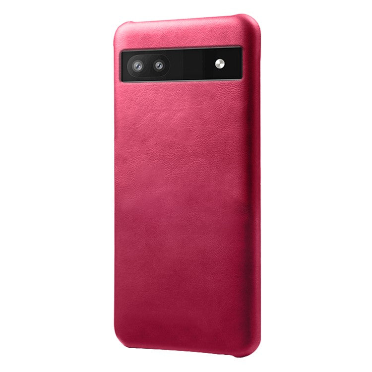 For Google Pixel 6a 5G Drop-proof Phone Case PU Leather Coating Wear-resistant Hard PC Protective Cover - Rose