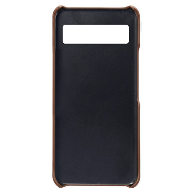 For Google Pixel 6a 5G Drop-proof Phone Case PU Leather Coating Wear-resistant Hard PC Protective Cover - Brown