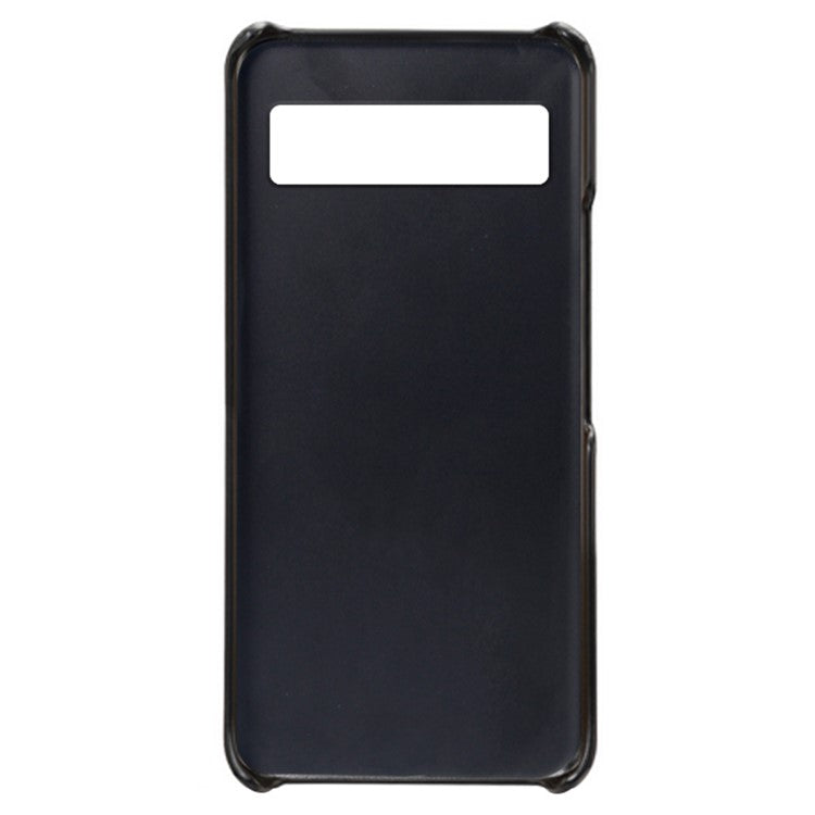 For Google Pixel 6a 5G Anti-fall Phone Case with Dual Card Slots PU Leather Coated Hard PC Ultra-thin Back Cover Shell - Black