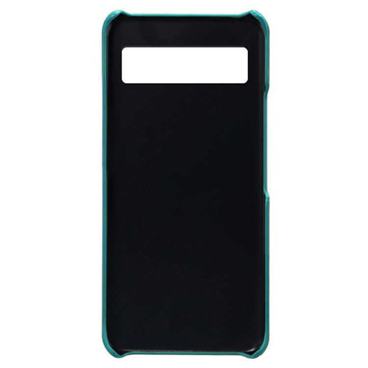 For Google Pixel 6a 5G Anti-fall Phone Case with Dual Card Slots PU Leather Coated Hard PC Ultra-thin Back Cover Shell - Green