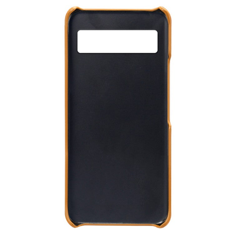 For Google Pixel 6a 5G Anti-fall Phone Case with Dual Card Slots PU Leather Coated Hard PC Ultra-thin Back Cover Shell - Orange