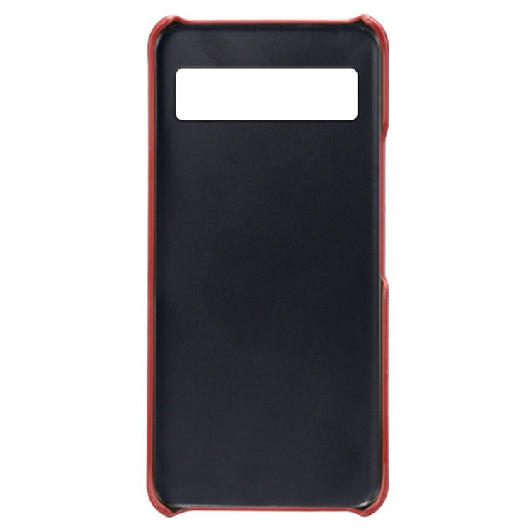 For Google Pixel 6a 5G Anti-fall Phone Case with Dual Card Slots PU Leather Coated Hard PC Ultra-thin Back Cover Shell - Red