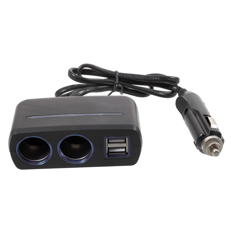 OLESSON 1638 120W 1 to 2 Cigarette Lighter Sockets Splitter and Dual USB Car Charger - Black