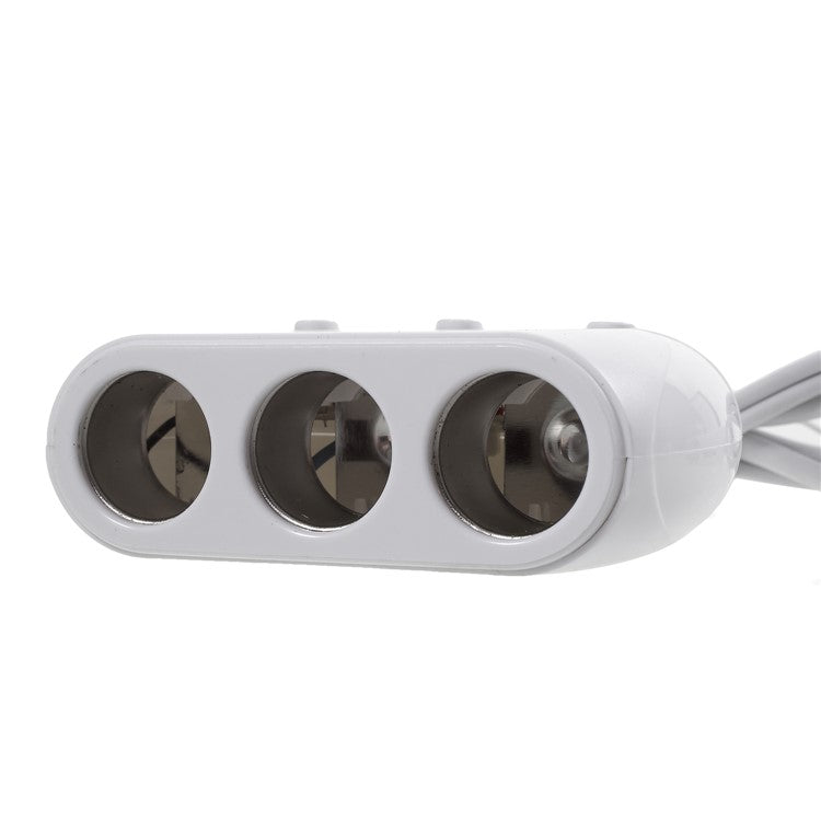 OLESSON No.1519 120W 12V/24V 1 to 3 Sockets Car Cigarette Lighter Splitter Extended Socket with On/Off Button - White