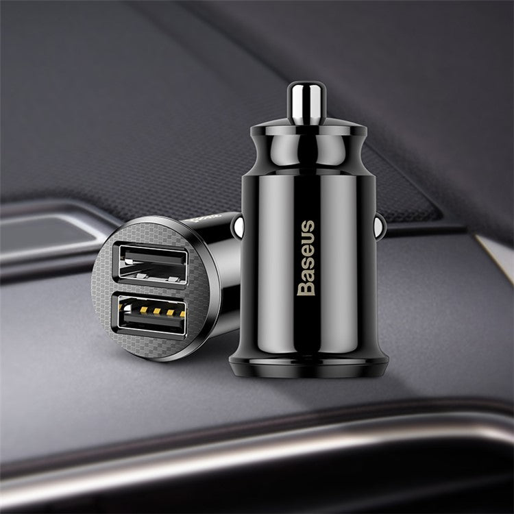 BASEUS Mini Smart Car Charger 3.1A Dual USB Quick Car ChargeAdapter for iPhone iPad Samsung Support CE/FCC/ROHS Certified Black