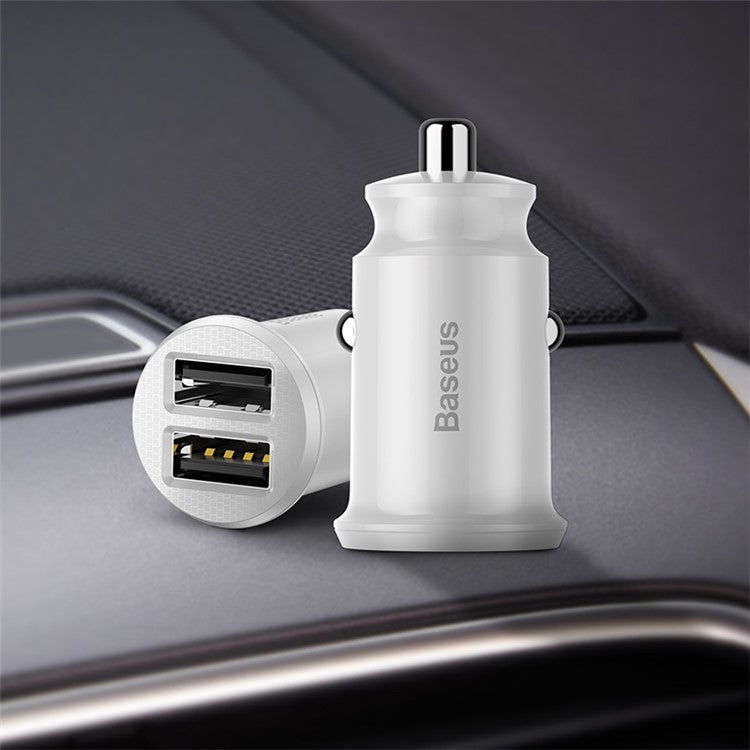 BASEUS Mini Smart Car Charger 3.1A Dual USB Quick Car ChargeAdapter for iPhone iPad Samsung Support CE/FCC/ROHS Certified White