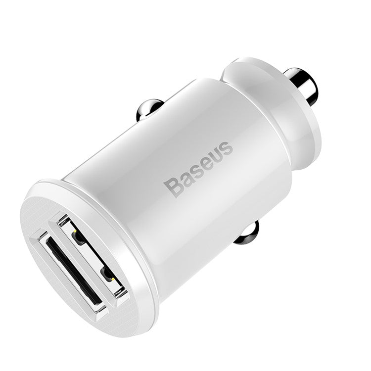 BASEUS Mini Smart Car Charger 3.1A Dual USB Quick Car ChargeAdapter for iPhone iPad Samsung Support CE/FCC/ROHS Certified White