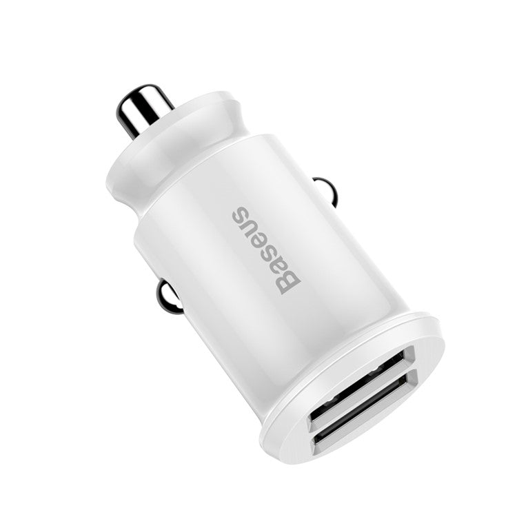 BASEUS Mini Smart Car Charger 3.1A Dual USB Quick Car ChargeAdapter for iPhone iPad Samsung Support CE/FCC/ROHS Certified White